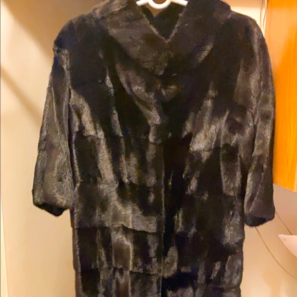 Mink fur jacket, below the knee, 3/4 sleeve